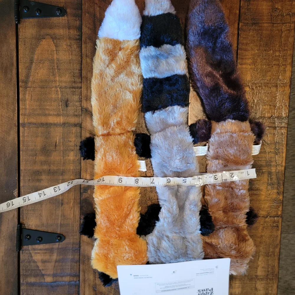 Plush‎ Dog Toy Set - Orange, Gray, Brown Beaver, Fox Racoon
